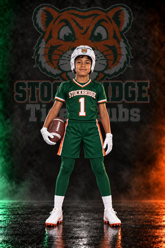 Young Tiger Cubs boys flag football athlete